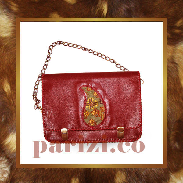 Women's leather handbag with Sirjan kilim
