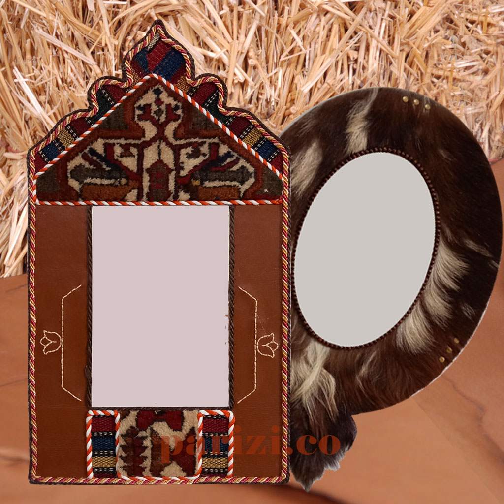 Leather wall mirror