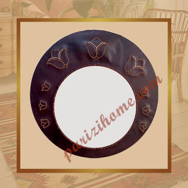 Round Leather Mirror