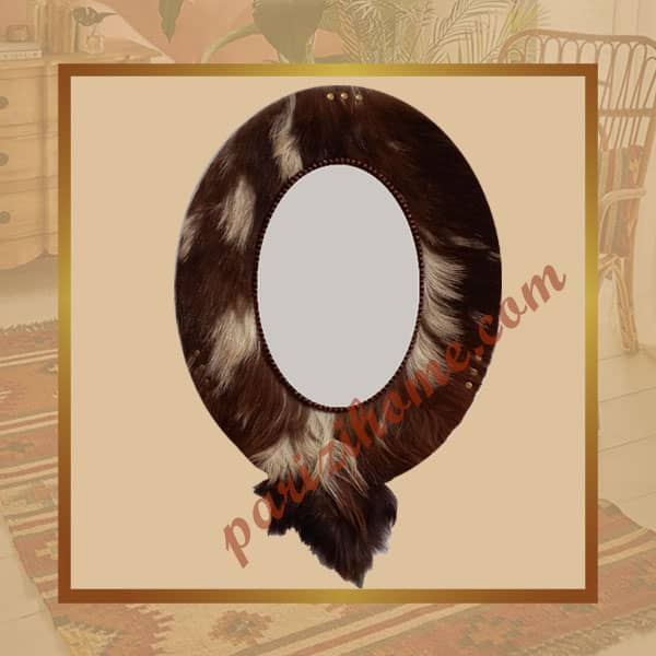 leather oval mirror
