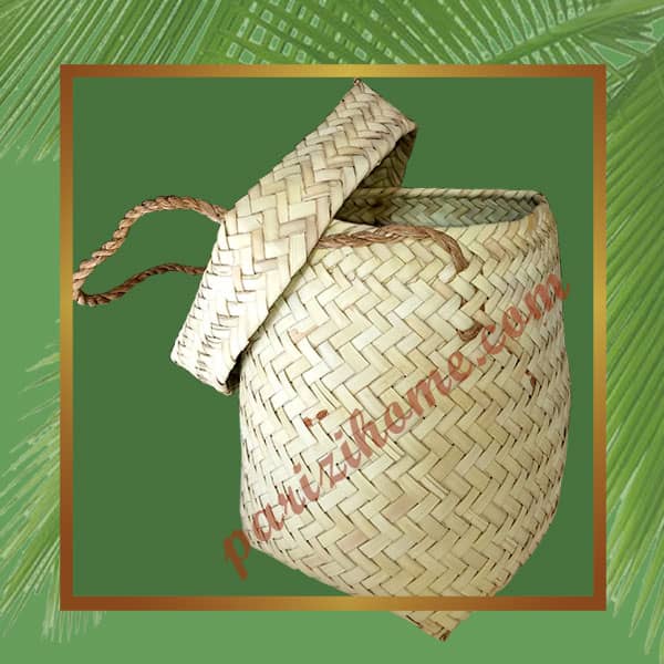 Long square wicker basket with door