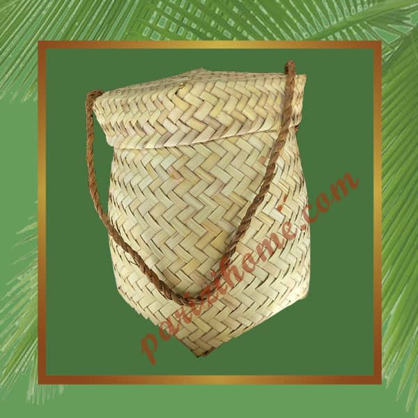 Long square wicker basket with door