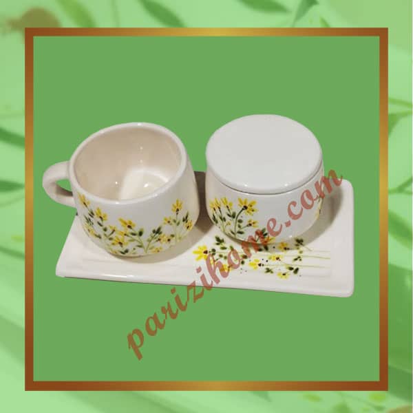 Ceramic tea service with floral tray Ceramic tea service with floral tray