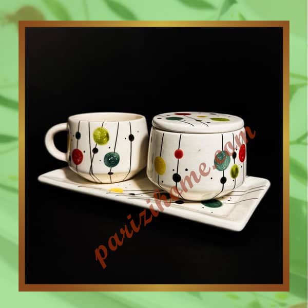 Ceramic tea service with floral tray Ceramic tea service with floral tray