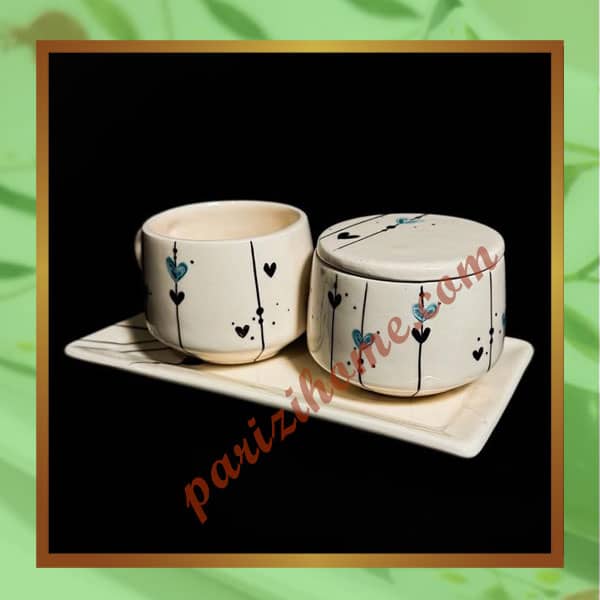 Ceramic tea service with floral tray Ceramic tea service with floral tray