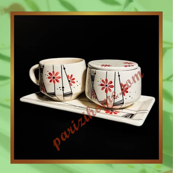 Ceramic tea service with floral tray