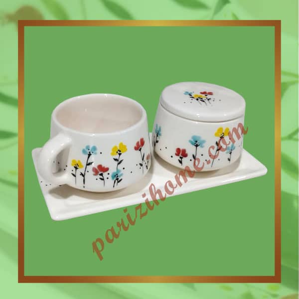 Ceramic tea service with floral tray