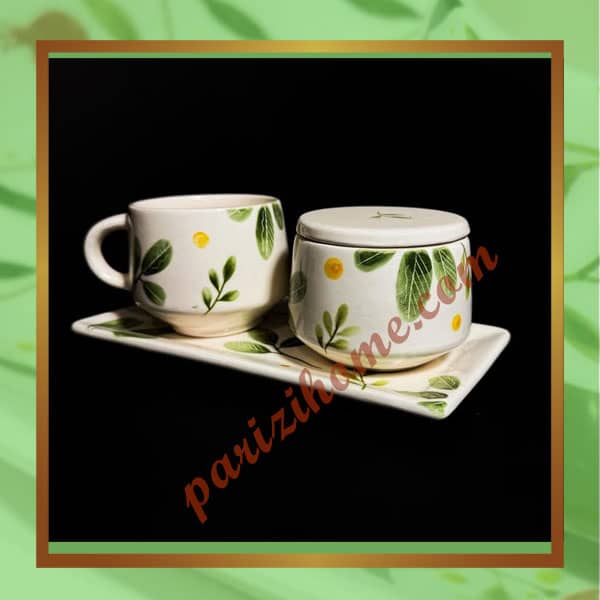 Ceramic tea service with floral tray Ceramic tea service with floral tray