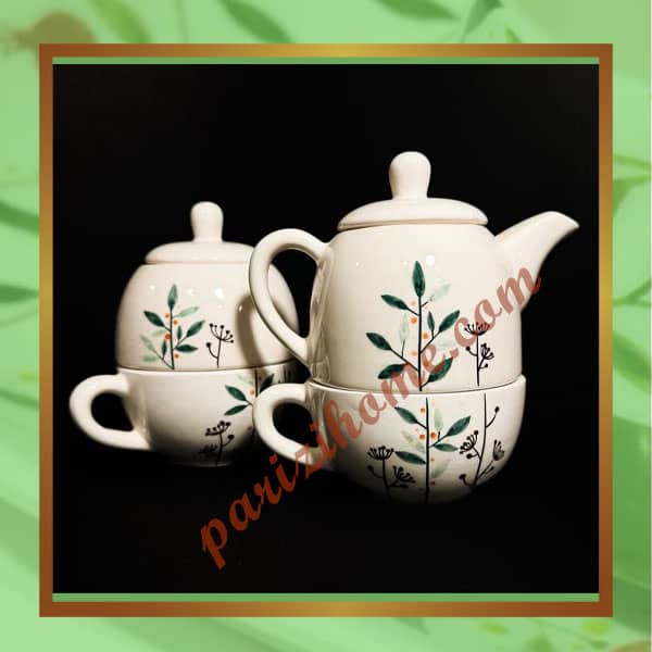 Ceramic tea set for two with teapot