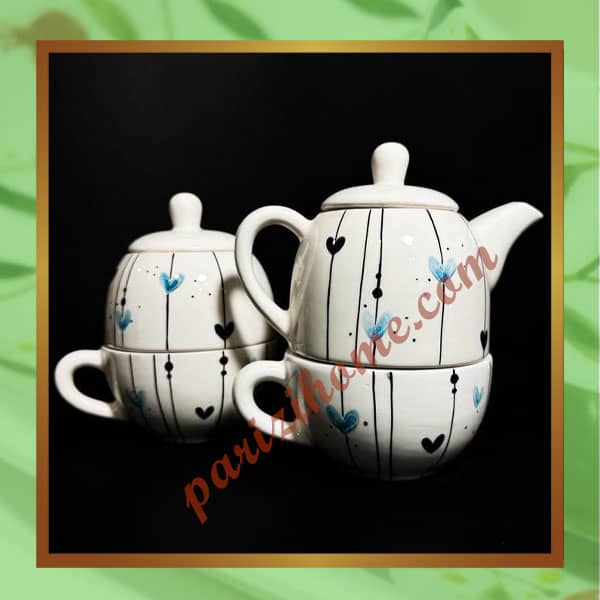 Ceramic tea set for two with teapot