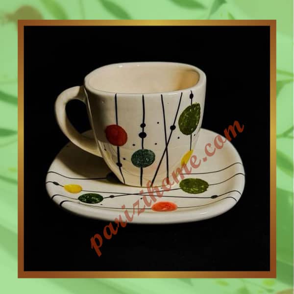 Square ceramic cup and saucer