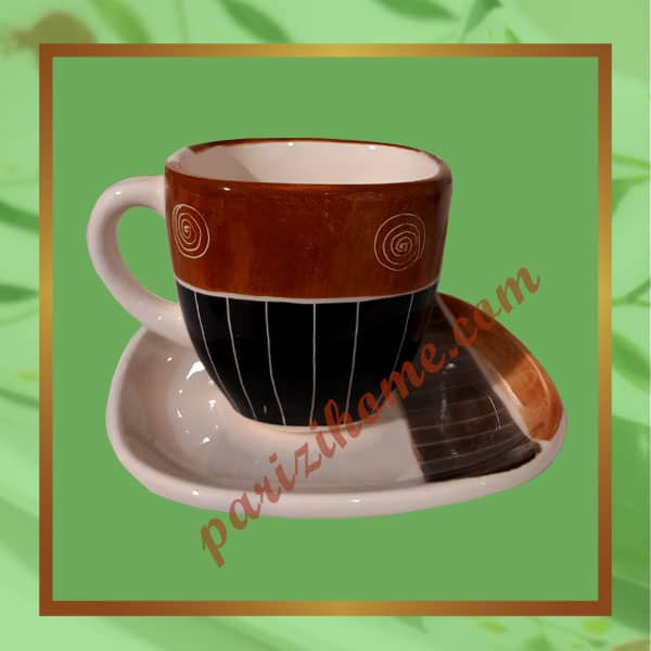Square ceramic cup and saucer
